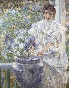 Robert Reid Woman with a Vase of Irises oil